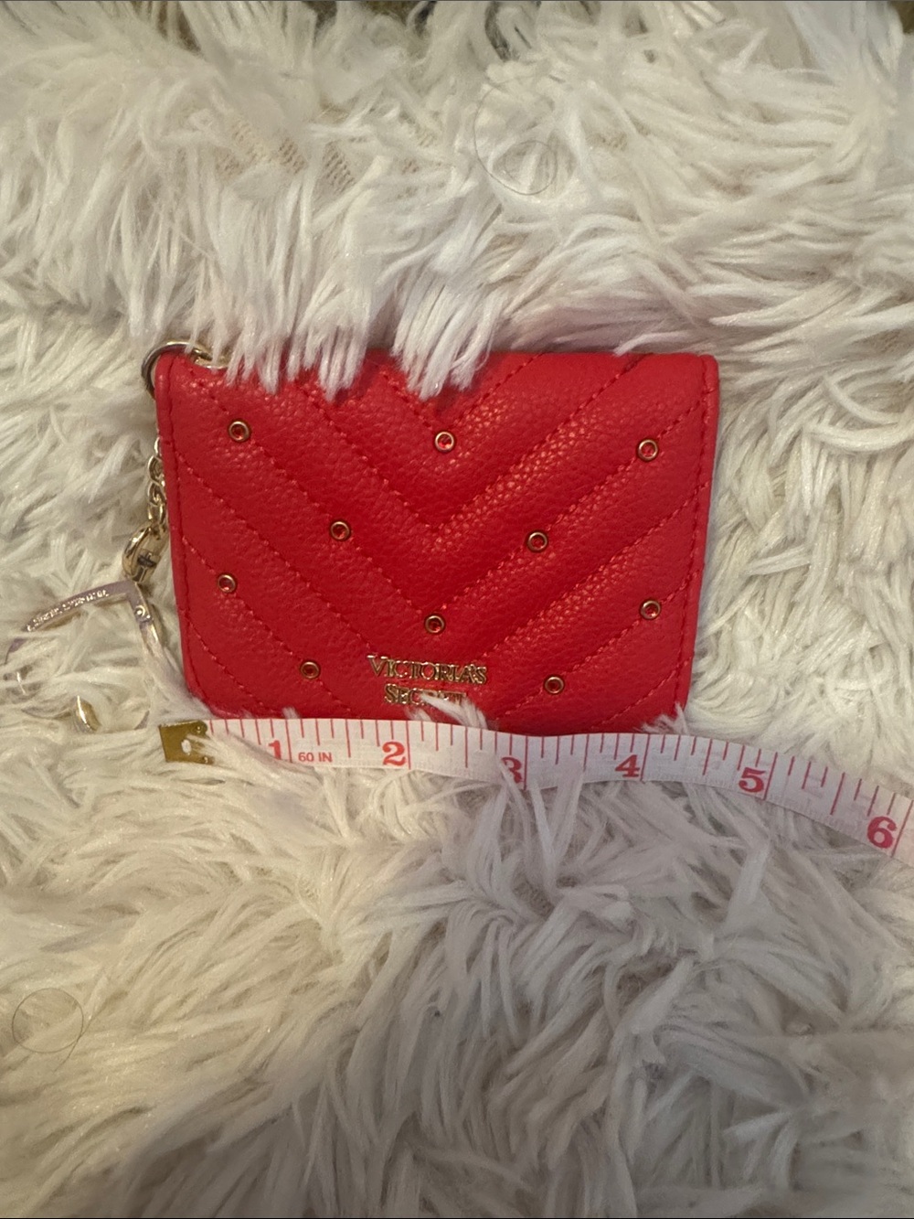Victoria's Secret Quilted Red Card Case with Gold Accents
